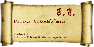 Bilicz Nikodémia névjegykártya